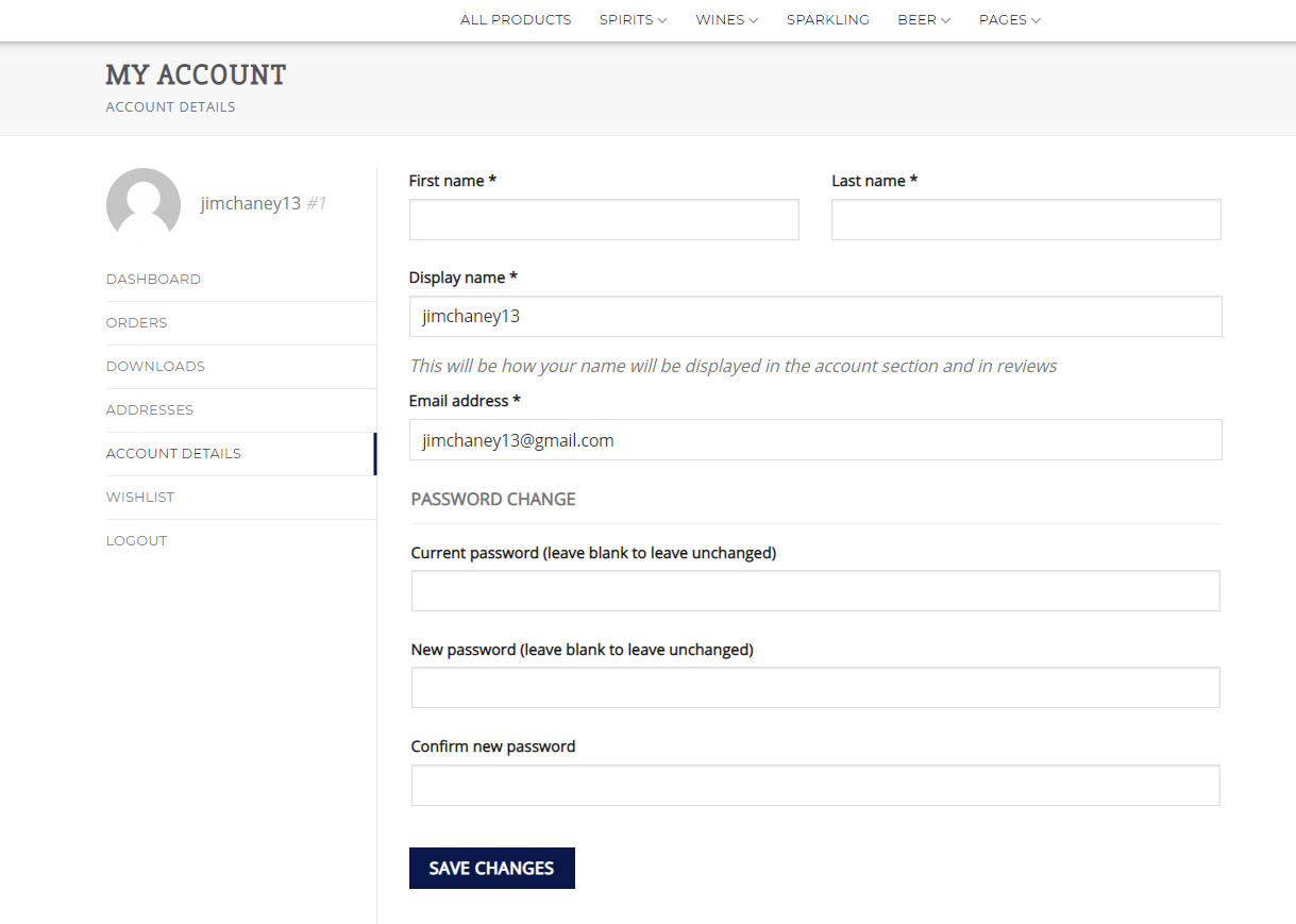 Ecommerce User Account Page 