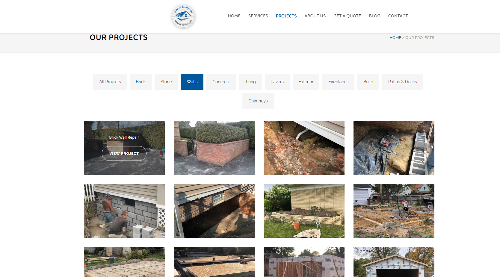 Projects Page For Website Redesign 