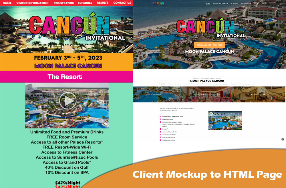 Client mockup vs website designed in HTML 