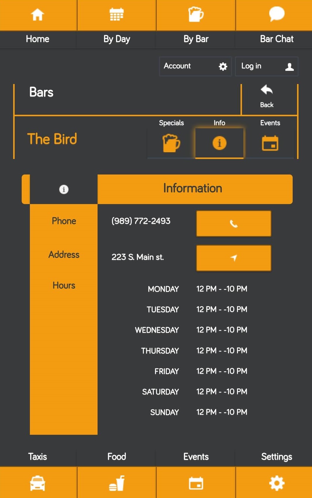 Mobile Application Bar Specials 