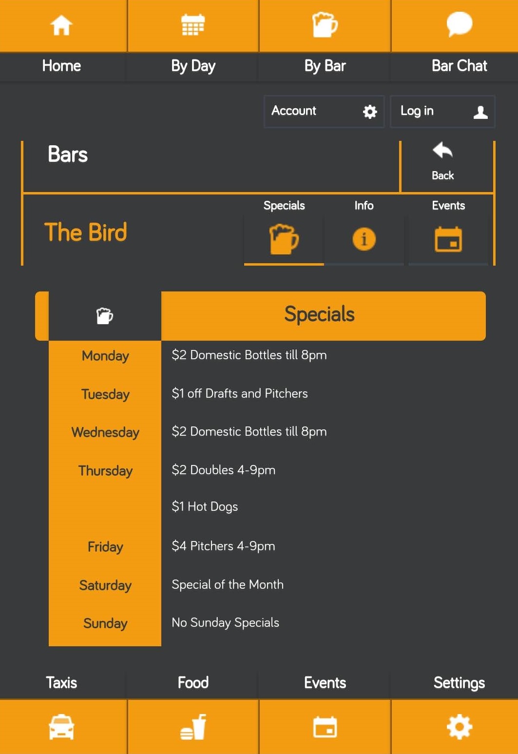 Mobile Application Development CMU Bar Specials 