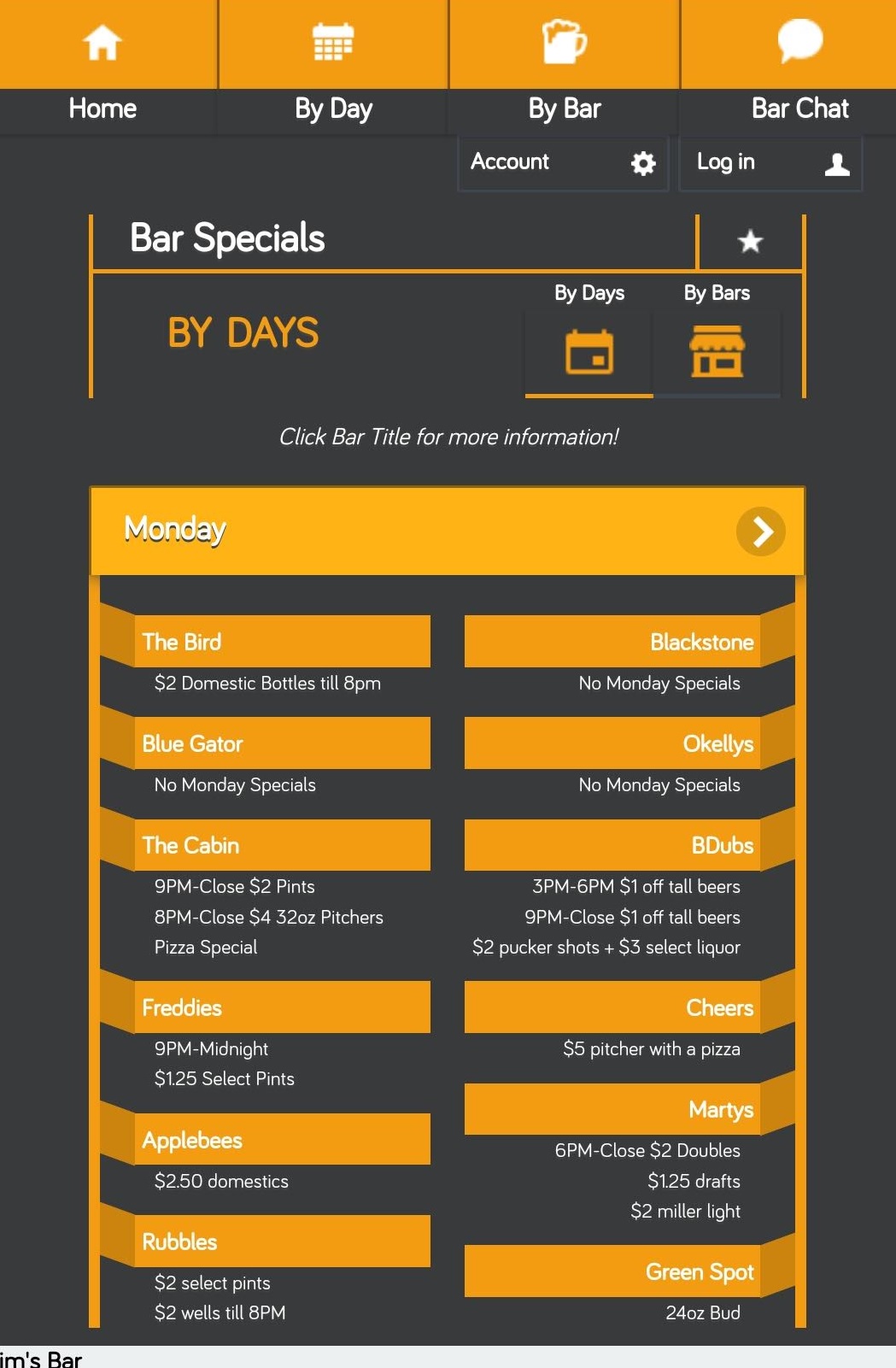 Mobile Application Development CMU Bar Specials 