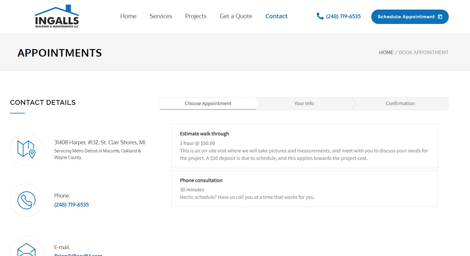 Website appointment booking system  