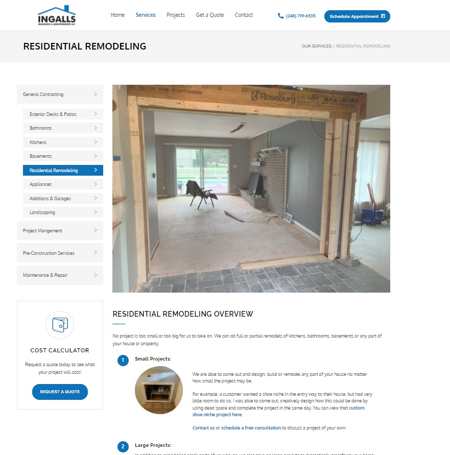 Service Page for website design 