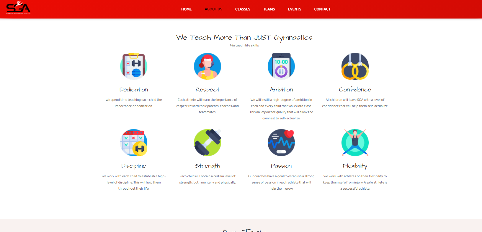 Gymnastics Web Design 