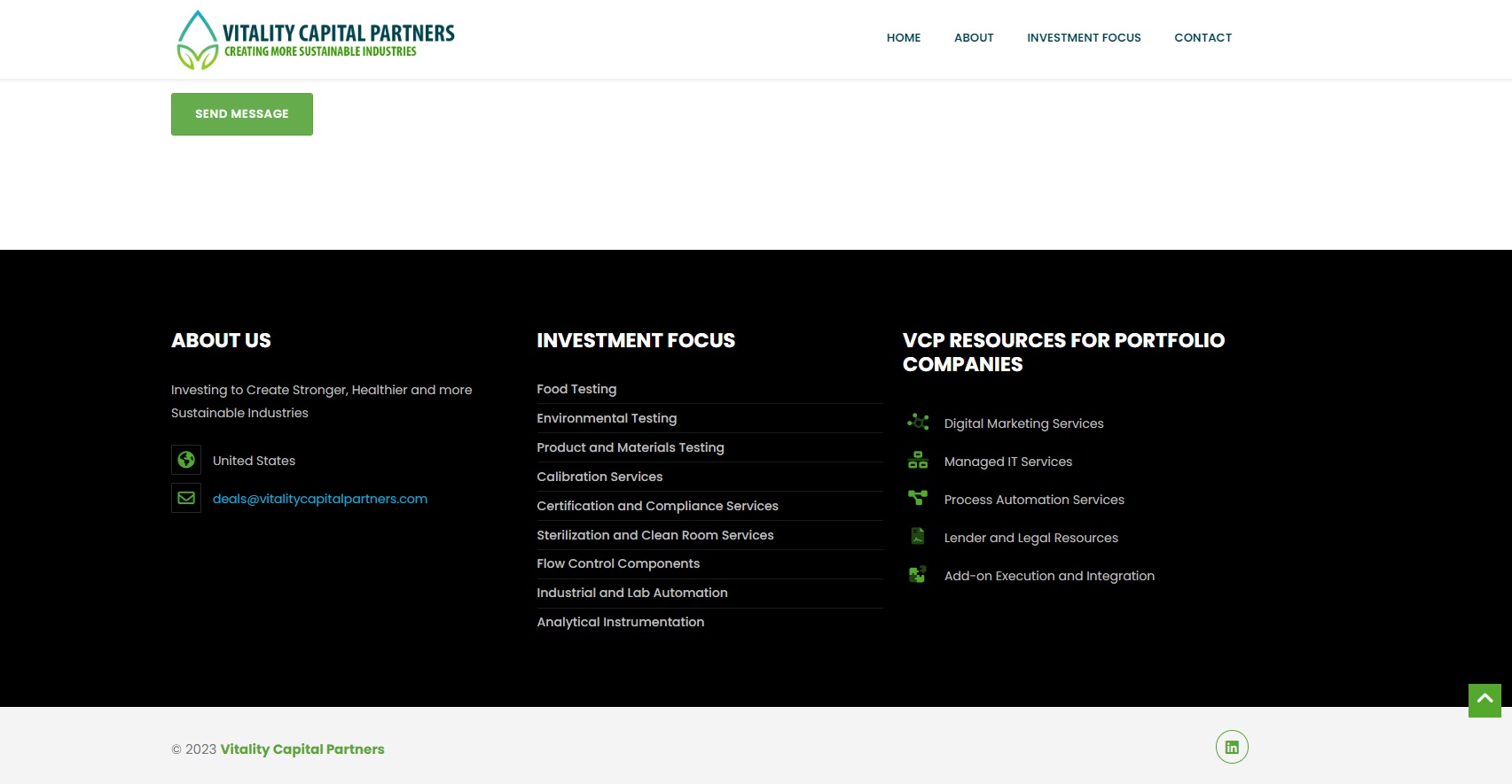 Vitality One Page Footer 